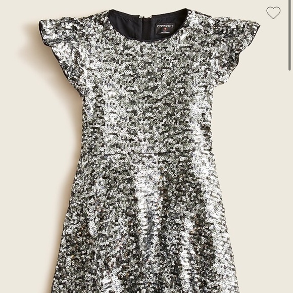 NWT j.crew Crewcuts flutter sequin dress silver - Picture 1 of 5